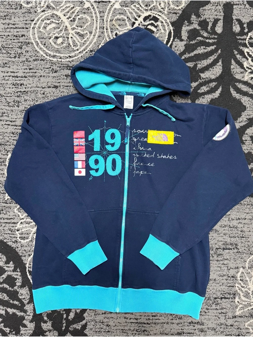 The North Face Navy & Turquoise Full-Zip Hoodie Jacket